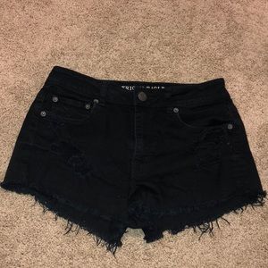 Black jean shorts